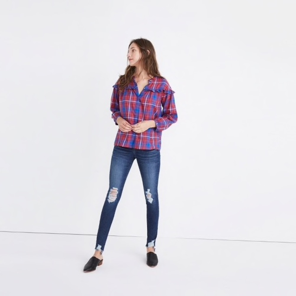 Madewell plaid ruffle shirt